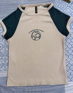 Beige T-Shirt with Soccer Graphic