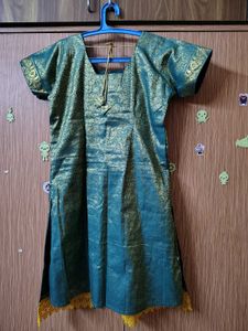 Newly Stitched Green Brocade Kurta with Gold Accen