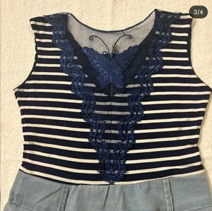Striped Sleeveless Zipper Dress