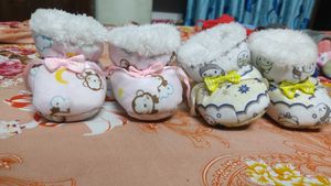 Combo of 2 Pairs Cozy Fleece Baby Booties with Sof