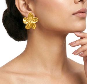 Anti Tarnish Gold Flower Stud Earrings
