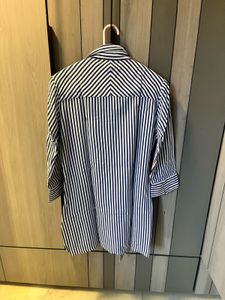 Blue Asymmetrical Striped Shirt