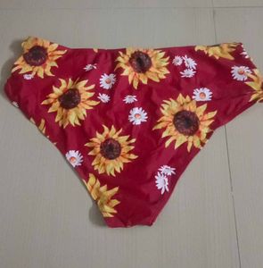 High-Waisted Sunflower Print Bikini Bottom