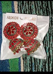 Exquisite Red Jhumka Earrings