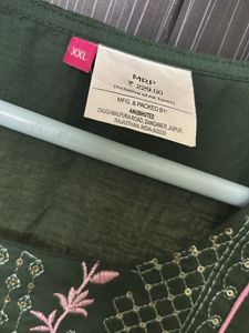 Green Embroidered Kurti with matching ear