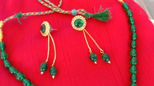 Green Beaded Necklace and Earring Set