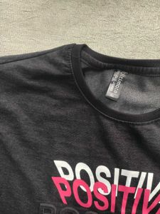 Charcoal Black T-Shirt with "POSITIVE" Print