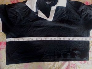 Black Cropped Polo Top with trousers