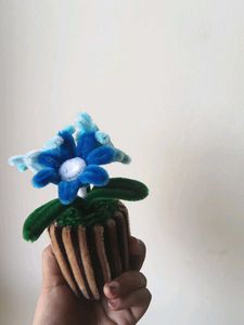Handmade Blue Pipe Cleaner Flower Bouquet