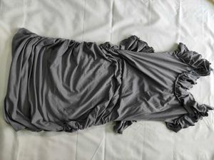 Chic Grey Ruched Ruffle Dress