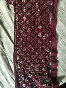 Elegant Beaded Wine Colored Fabric