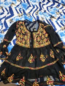 Embroidered Black Kurta