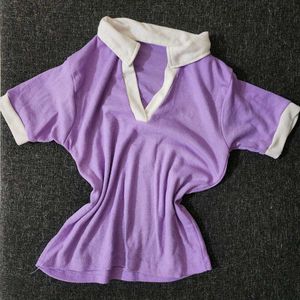 Breathable Purple Preppy Cropped Top 🐇❣️