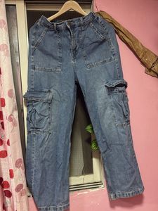 Blue Denim Cargo Pants