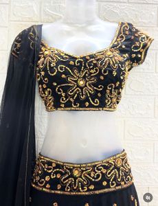 Elegant Black &amp; Gold Lehenga Choli