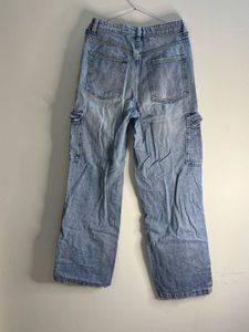 Womens Light Wash Cargo Jeans