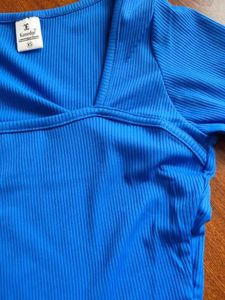 Blue Long Sleeve Crop Top