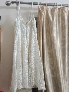 White PADDED Lace Flirty Dress