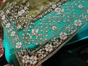 Elegant Olive Green Lehenga Choli Set
