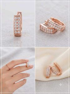 Rose Gold Diamond Hoop Earrings