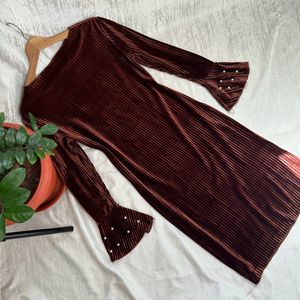 Korean Autumn Velvet Dress