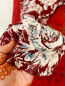 Maroon Floral Print Kurta with Lace