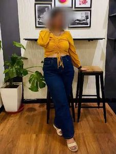 Stylish Yellow Ruched Crop Top
