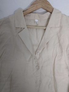 Women's Beige Button-Up Shirt