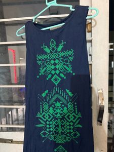 Navy Blue &amp; Green Maxi Dress