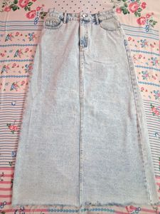 Light Wash Denim Maxi Skirt