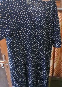 Chic Navy Polka Dot Midi Dress