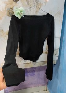 Corset Black Long Sleeve Top