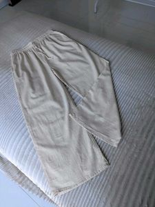 Cream Wide Leg Linen Pants