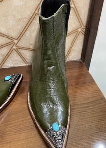 Stylish Green Croc Embossed Boots