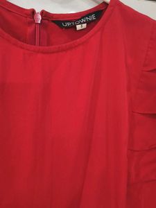 Vibrant Red Ruffled Jumpsuit