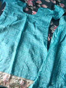 Light Blue Kurta Set with White Print