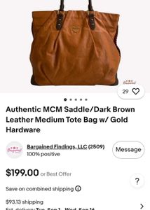 Authentic MCM Burgundy Leather Bag