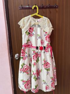 Floral Print Lace Detail Dress