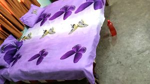 Bombay Dyeing Purple Designed King Size Double Bed