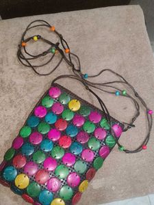 Boho Multicolor Beaded Clutch Bag