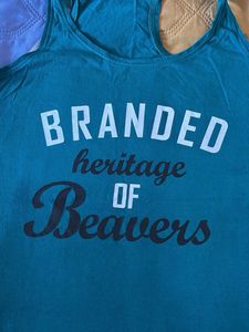 Teal-green racerback tank top.
