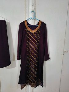 Purple Kurta Palazzo Set with Dupatta