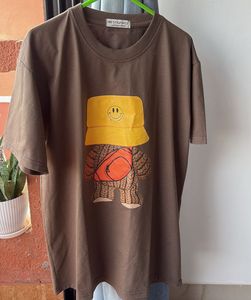 Brown Graphic T-Shirt with Smiley Bucket Hat