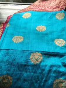 Elegant Teal and Maroon printed Saree.