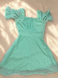 price drop🆘Pinteresty Aqua Swiss Dot Mini Dress