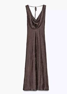Crinkle-Effect Satin Midi Dress