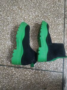 Black Sock Sneakers with Green Soles