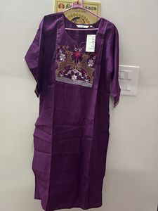 Purple Deer XL Embroidered Kurta