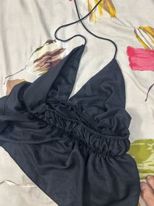 Black Halter Neck Crop Top