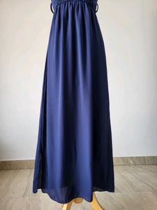 Elegant Navy Blue Lace Maxi Dress